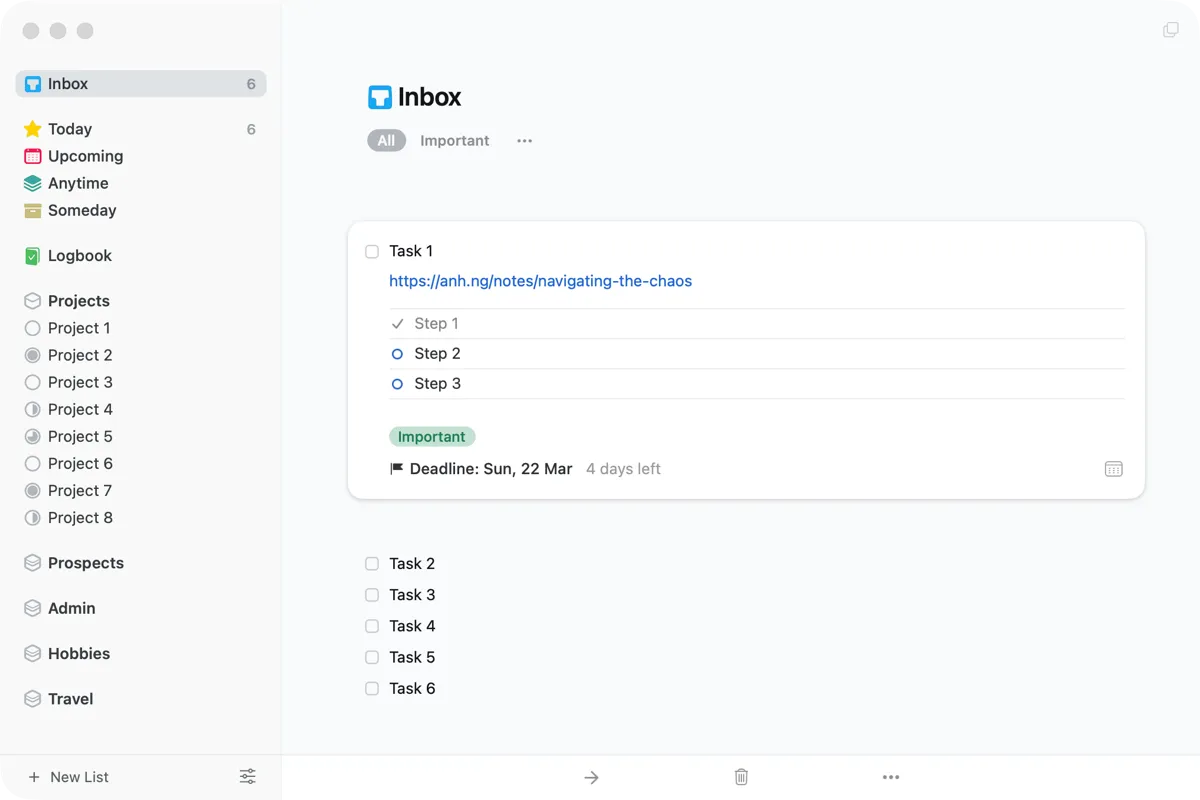 Things 3 interface.